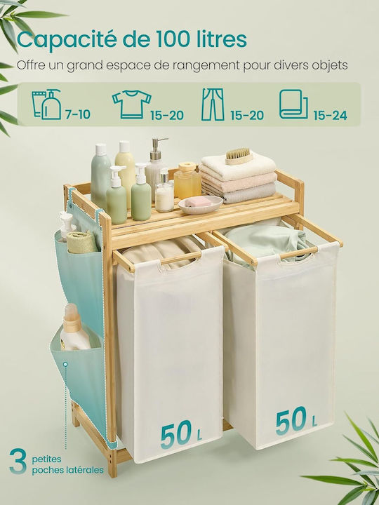 Songmics Set Fabric Laundry Baskets 100lt White