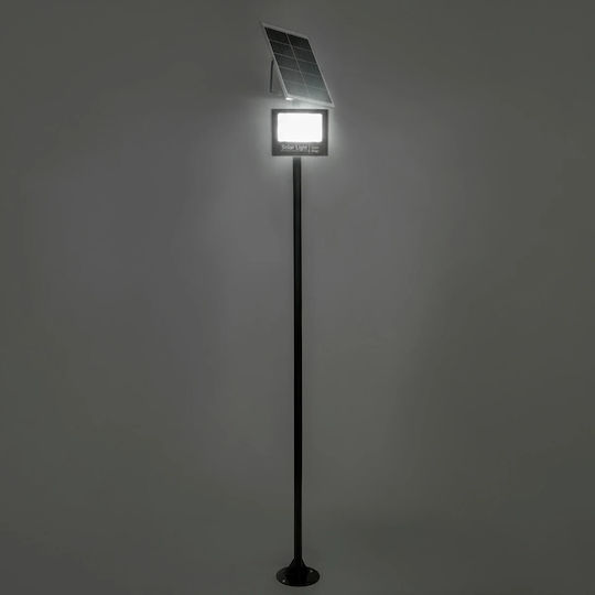 Globostar Helios-280 Glb-000-0002 Metal Galvanized Lighting Pole Solar Spotlight Outdoor Ral 9005 Black Matte W35 × D25 × H280cm Glb-000-0002