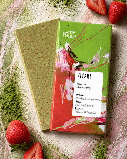 Vivani Organic Chocolate White Strawberry 80gr