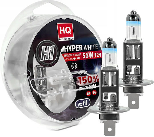 Hq Automotive Крушки за автомобил H1 Халогенни Бели 12V 55W 2 броя