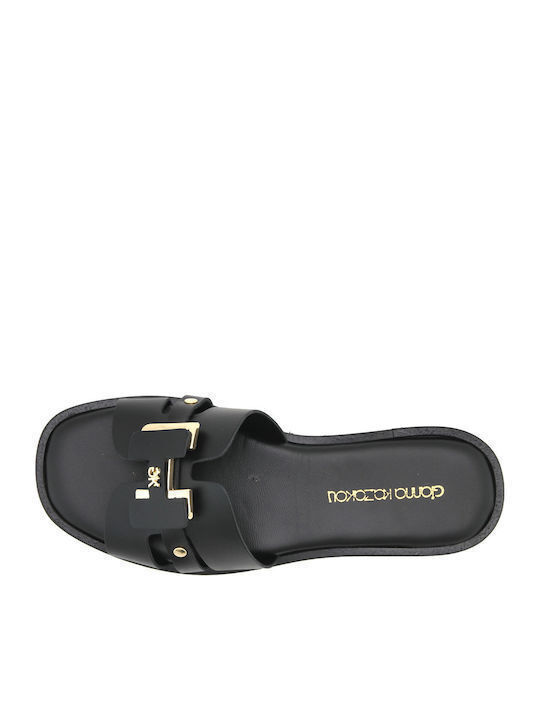 Leather Women's Flat Sandals Black