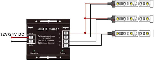 Vencore 6613-10007 Single Color Dimmer 12-24V 216-432W RF Remote Wireless Single Color Dimmer RF Controller 12 Volt 216 Watt & 24 Volt 432 Watt Maximum Load 6613-10007