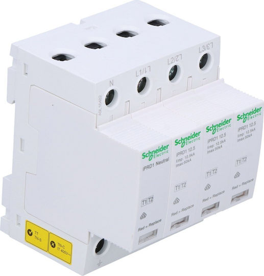 Schneider Electric Acti 9 iPRD1 Антикерни панел Тип T1 / T2 Четириполюсен Максимален изходен ток 12.5kA