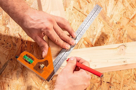 Neo Tools Winkelmesser Zimmerleute Metallisch Länge 30cm mit Wasserwaage