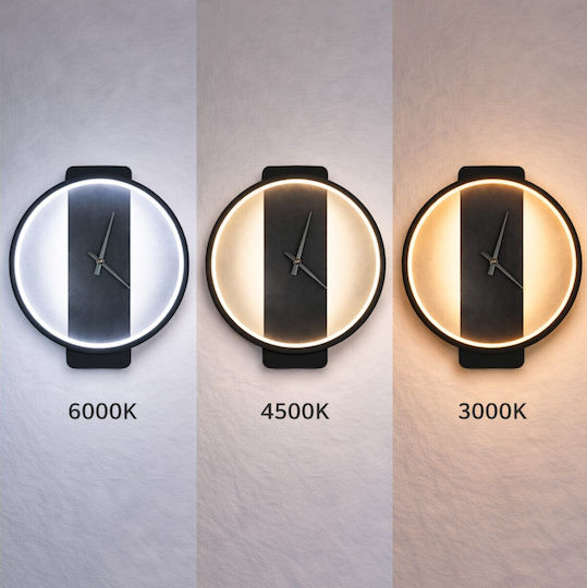VenCore Modern Wall Lamp with Integrated LED and Adjustable Warm to Cool White Light Black 30x5cm