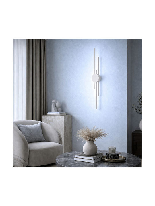 Vencore Stravon White 6093-20111 Μοντέρνο Επιτοίχιο Φωτιστικό Απλίκα Led 60cm 12w Λευκό Αλουμίνιο Ρυθμιζόμενο Cct Λευκό Ημέρας Θερμό Χειρισμός Cct Μέσω Διακόπτη On-off 6093-20111