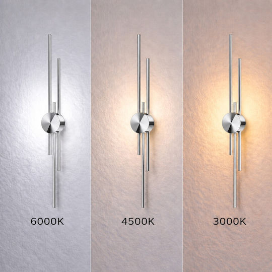 Vencore Stravon Silver 6093-20112 Modern Wall Lamp LED 60cm 12w Silver Aluminum Adjustable CCT Daylight Warm CCT Control via On-off Switch 6093-20112