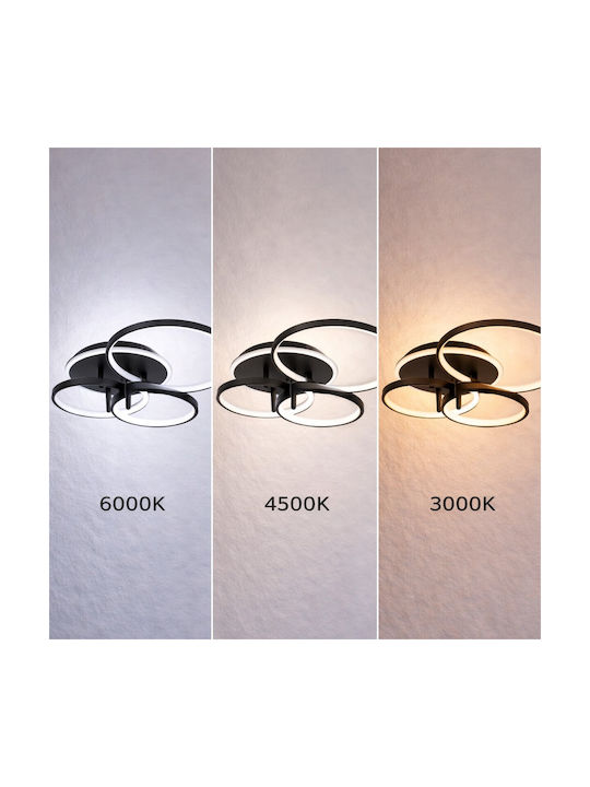 VenCore Plafonieră de Tavan 89cm Neagră cu LED Integrat și Telecomandă