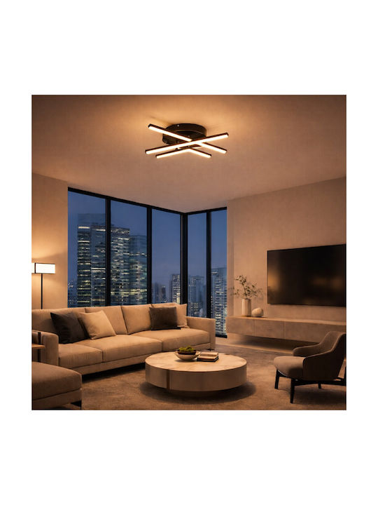 VenCore Ceiling Light 60cm Black with Integrated LED and Remote Control