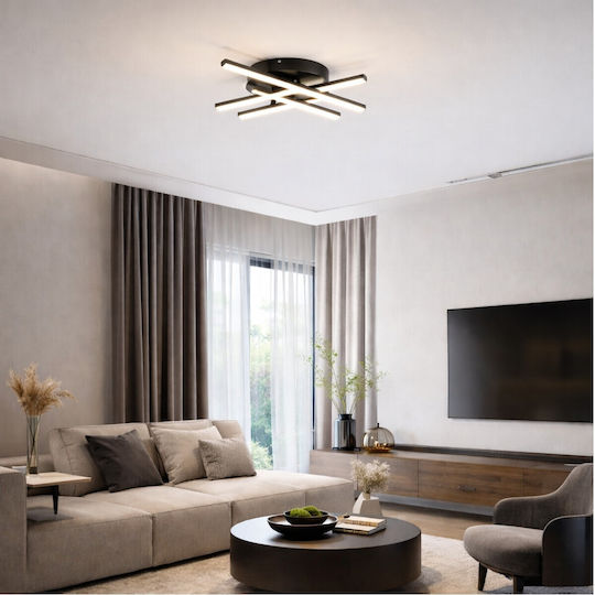 VenCore Plafonieră de Tavan 60cm Neagră cu LED Integrat și Telecomandă