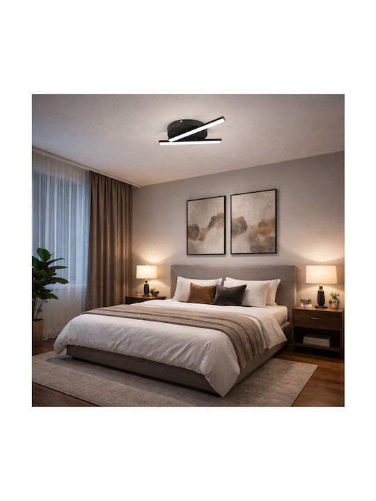 VenCore Deckenleuchte 50cm Schwarz mit Integrierter LED