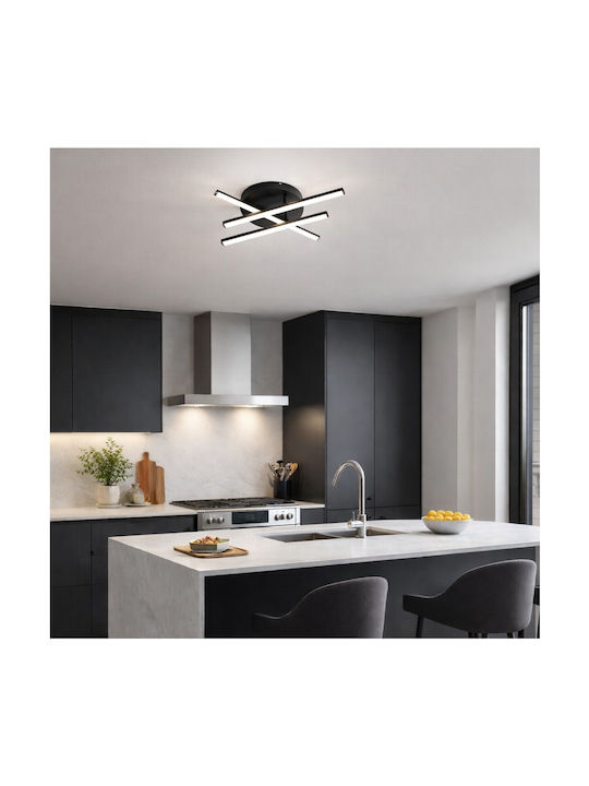 VenCore Plafonieră de Tavan 50cm Neagră cu LED Integrat