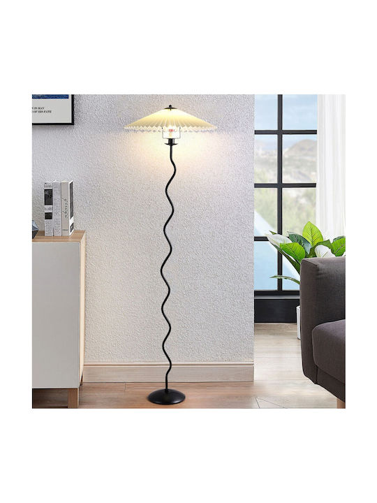 Vencore Curion Black 6091-20009 Modern Floor Lamp Single Light Black Aluminum Beige Shade Base-Socket 1xe27 Φ40 X H155cm 6091-20009
