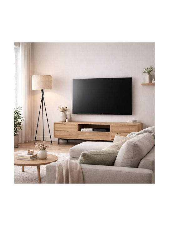 VenCore Floor Lamp H160xL40cm with Socket for E27 Bulb Black