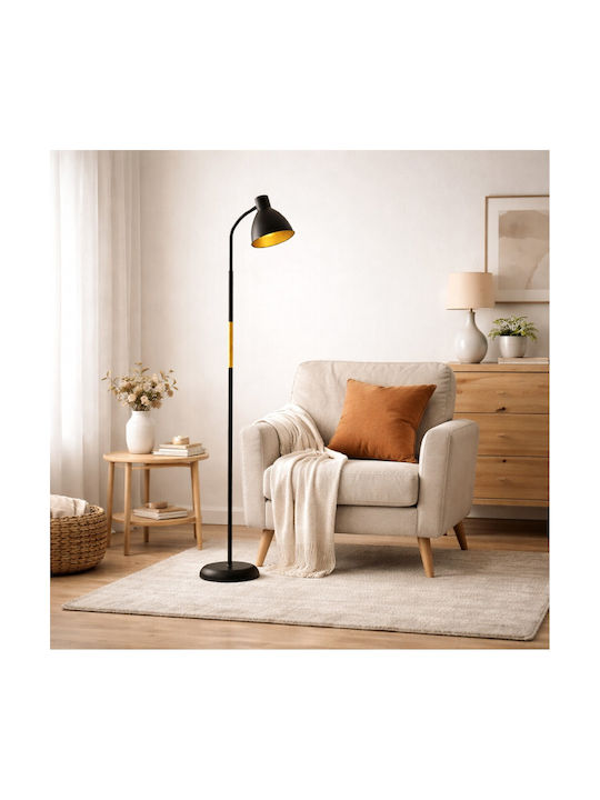 VenCore Floor Lamp H150xL23cm with Socket for E27 Bulb Black