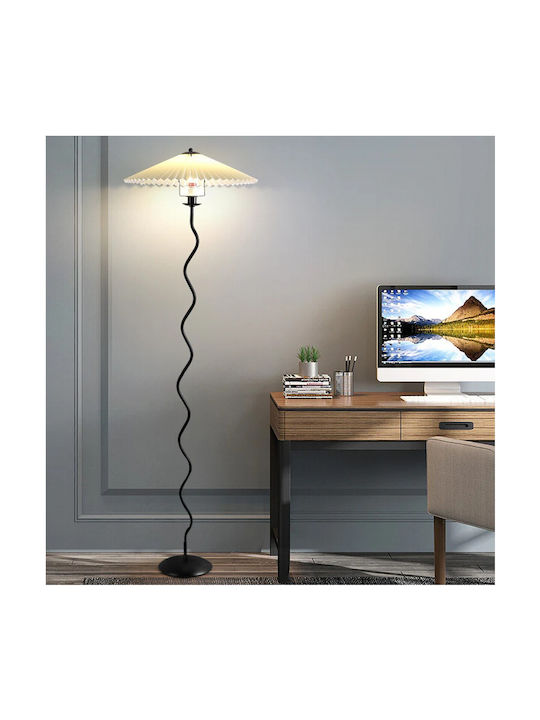 Vencore Curion White 6091-20010 Modern Floor Lamp Single Light White Aluminum Beige Shade Base-Socket 1xE27 Φ40 x H155cm 6091-20010
