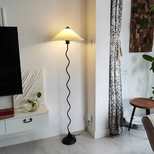 Vencore Curion White 6091-20010 Modern Floor Lamp Single Light White Aluminum Beige Shade Base-Socket 1xE27 Φ40 x H155cm 6091-20010