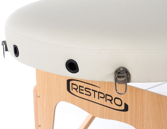 Rest Pro Vip Oval 2 Wooden Folding Beige Massage and Physiotherapy Bed 192x70cm