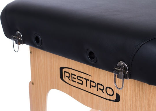 Rest Pro VIP 2 Pat Masaj și Fizioterapie Portabil/Pliabil Negru din Lemn 192x70cm