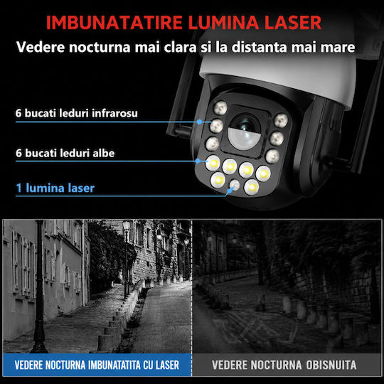 Taggo Taggo-Pro80-99X-Wi-Fi Cameră de Supraveghere Wi-Fi 4K Impermeabilă cu Comunicare Bidirecțională