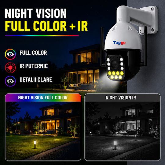 Taggo TAGGO-PRO50-99X-WIFI IP Cameră de Supraveghere Wi-Fi/4G Full HD+ 5MP Rezistentă la Apă cu Comunicare Bidirecțională pe Baterie