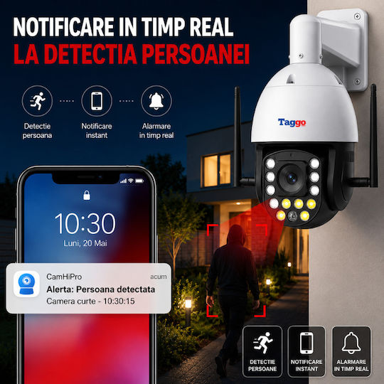 Taggo PRO80-99X-4G IP Κάμερα Παρακολούθησης 4G 4K Αδιάβροχη Μπαταρίας με Αμφίδρομη Επικοινωνία