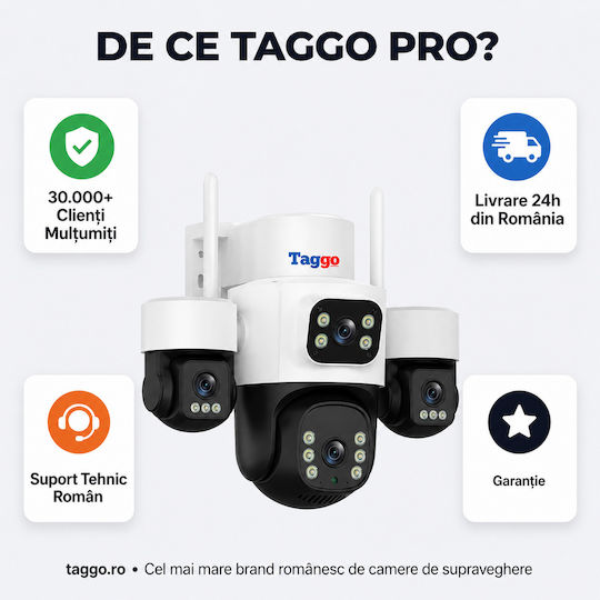 Taggo Pro Q50 IP Cameră de Supraveghere 4G 15MP Impermeabilă cu Comunicare Bidirecțională și Obiectiv de 1.6mm