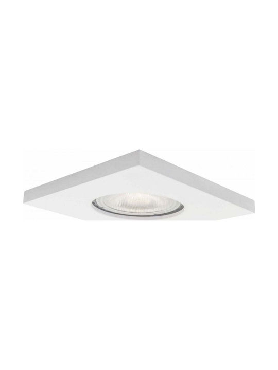 Light Prestige Τετράγωνο Μεταλλικό Χωνευτό Σποτ με Ντουί GU10 Λευκό 7.7x7.7εκ.