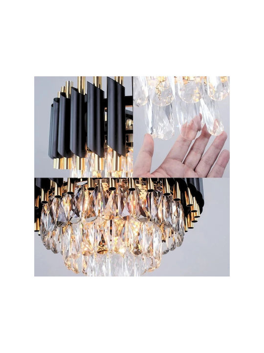 Lightplanet Регулируемо Висящо Таванно Осветително Тяло Черно с Кристали за Цокъл E14