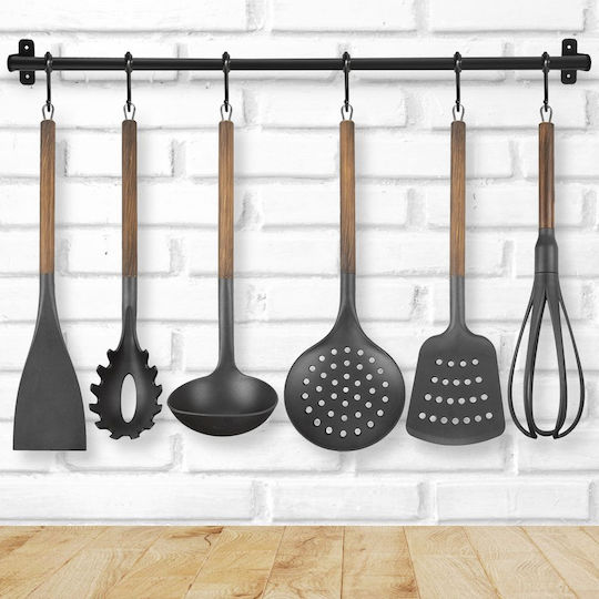 Orion Set of Wooden Cooking Utensils 6 Pieces Black