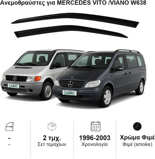 Heko Σετ Ανεμοθραύστες Αυτοκινήτου Μπροστινοί Σκούρο Φιμέ για Mercedes-Benz Vito 2τμχ
