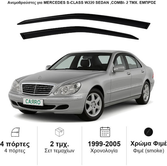 Heko Set of Windbreakers Front Car Dark Fime for Mercedes-Benz S 2pcs