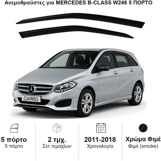 Heko Set of Windbreakers Front Car Dark Fime for Mercedes-Benz B Class 2pcs
