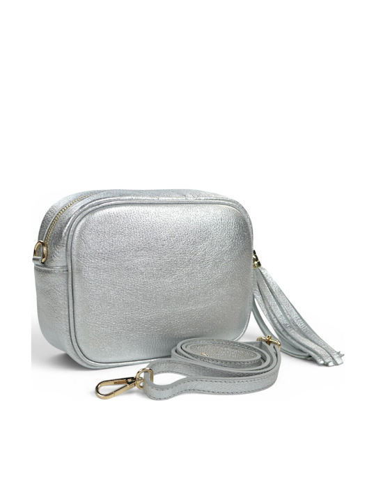 Passaggio Leder Damen Schultertasche Silber