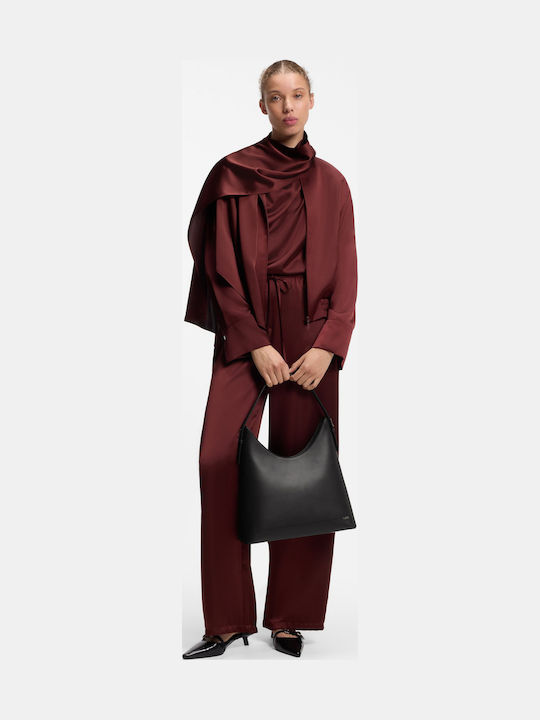 Damen Hobo Schultertasche Schwarz