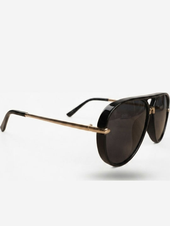 Max Air Women Sunglasses with Black Horn-Rimmed Frame and Black Lens SA031