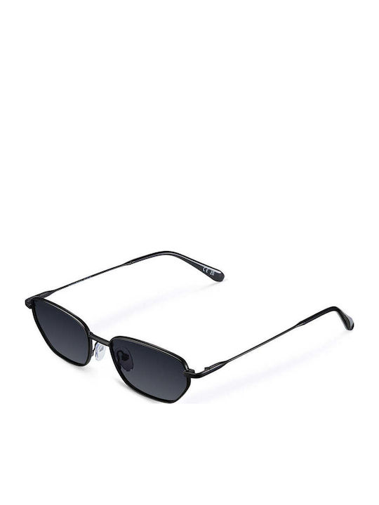 Meller Fina Unisex Sonnenbrillen mit Schwarzem Metallischen Rahmen und Schwarzem Glas