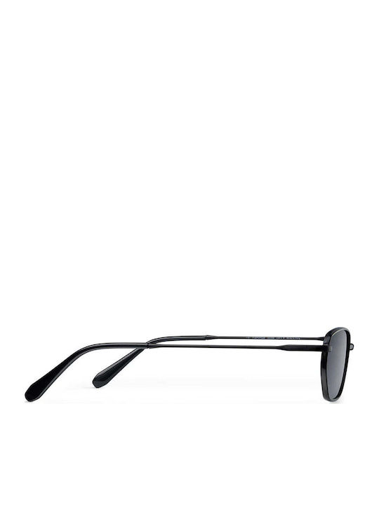 Meller Fina Unisex Sonnenbrillen mit Schwarzem Metallischen Rahmen und Schwarzem Glas