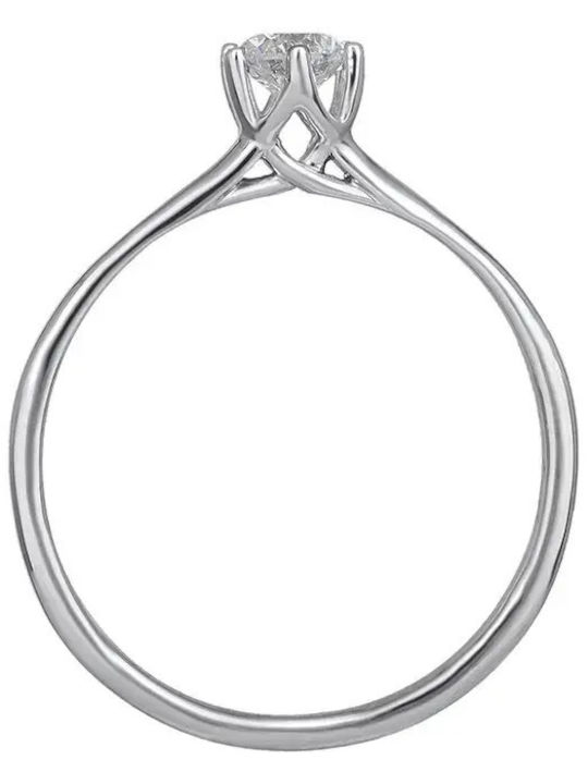 Single Stone Ring In 18K White Gold With Diamond