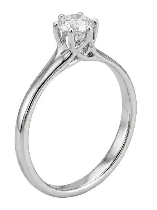 Inel Din Aur Alb 18K Cu Diamant