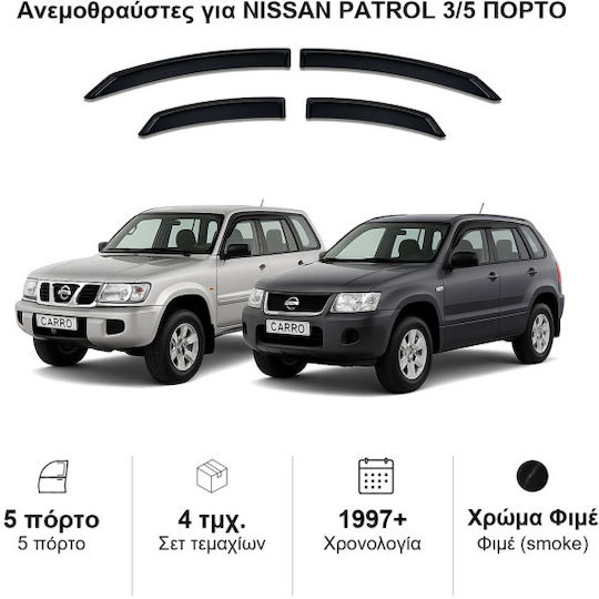 Heko Set of Windbreakers Front Car Dark Fime for Nissan Patrol 2pcs