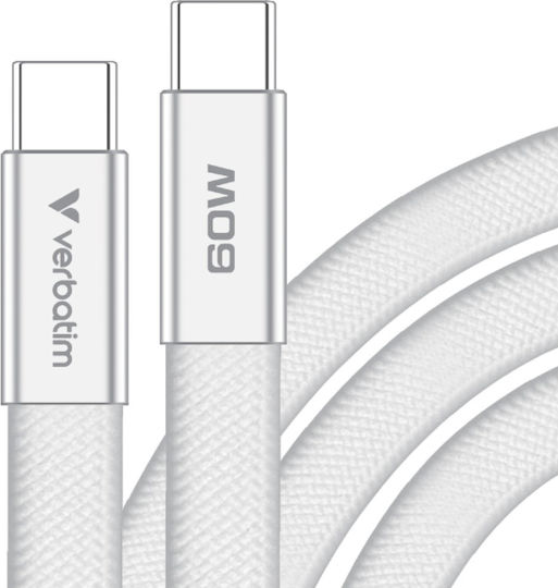 Verbatim USB 2.0 Cable USB-C Male - USB-C 60W PD White 1.2m 30274