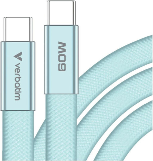 Verbatim USB 2.0 Cable USB-C Male - USB-C 60W PD Blue 1.2m 30273