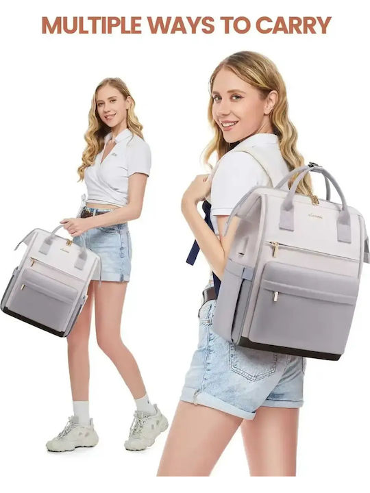 Lovevook Водоустойчива Раница за Лаптоп 15.6" с USB Порт Бежово Сиво Кафяво MB2146