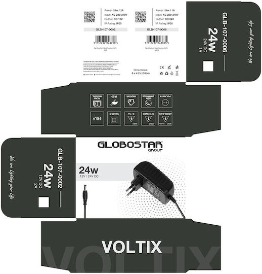 GloboStar Universal Adjustable Voltage Power Adapter 12 2A with Power 24W with Plug Set GLB-107-0002