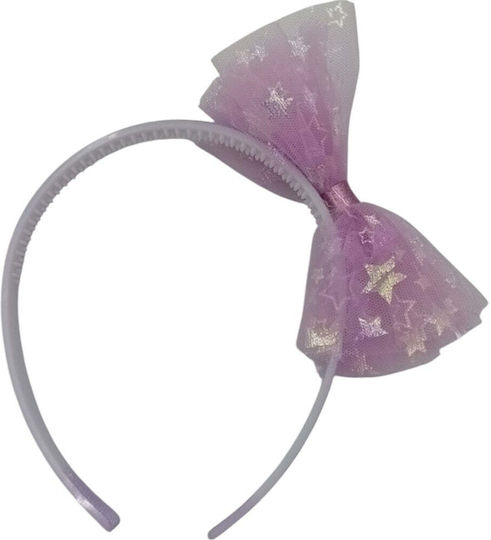 Headband Bow Tulle Stars 3 Colours Fuchsia