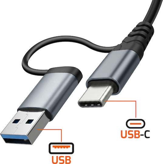 Linq Hub Usb-c Usb-a 5-in-1 To 2x Usb-c Pd 10w 3x Usb-a 480mbps Grey