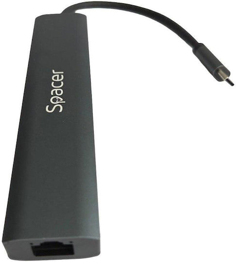Spacer Hub 10 Θυρών USB 3.0 με σύνδεση USB-A / Ethernet Γκρι