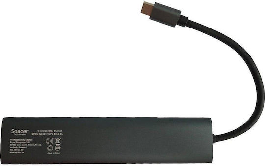 Spacer Hub 10 Θυρών USB 3.0 με σύνδεση USB-A / Ethernet Γκρι