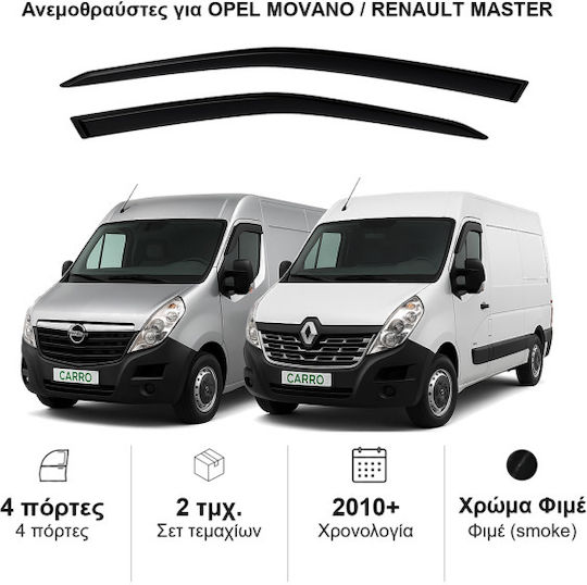 Heko Set of Windbreakers Front Car Dark Fime for Opel Movano 2pcs
